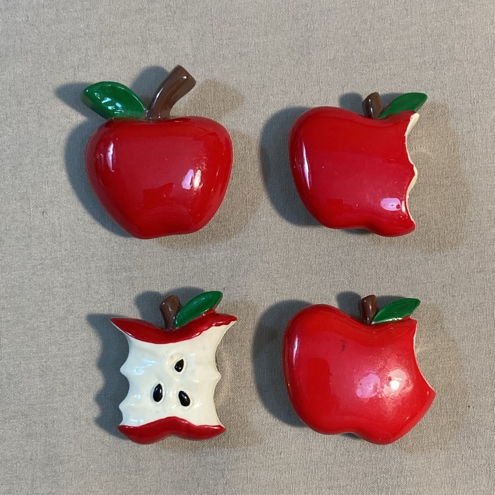 Vintage Apple Button Covers 1980s School Kitsch